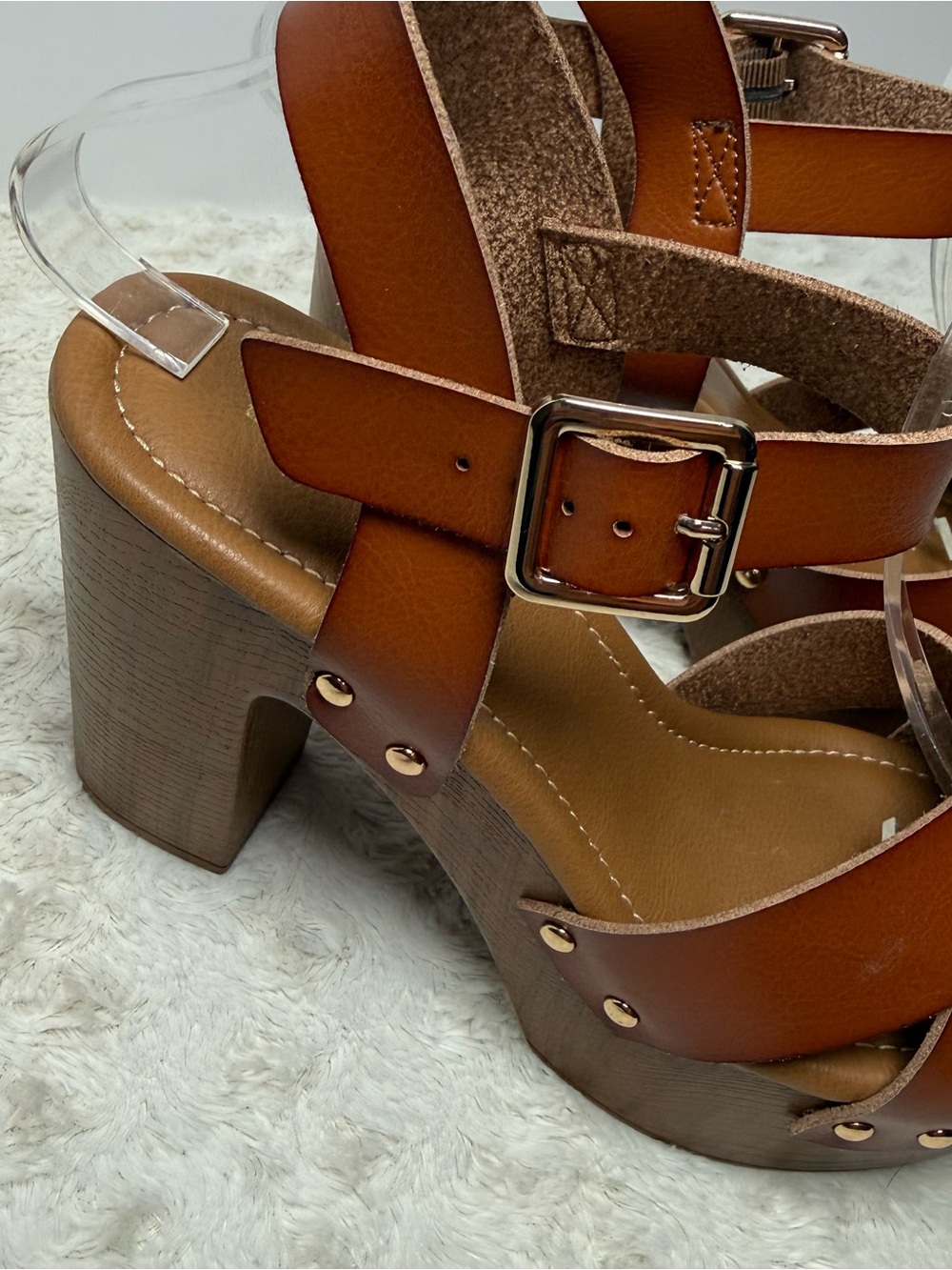 Limelight Cognac Platform Block Heel Sandal - Picture 4 of 9